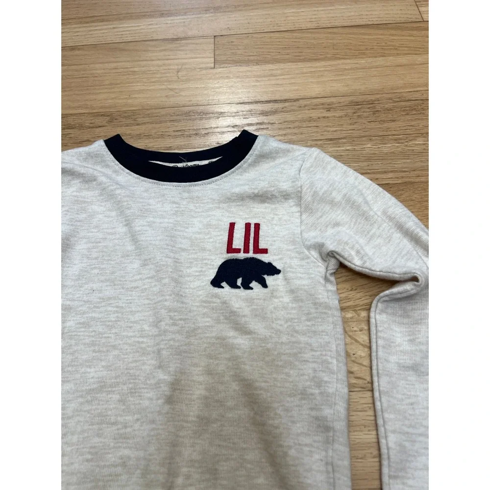 Dearfoams Lil Bear Long Sleeve Pajama Top Kids 3T Beige Cream